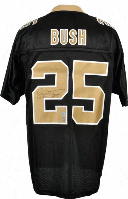 Reggie Bush Autographed Jersey  Details: Recent Orleans Saints, Black, Reebok, Eqt