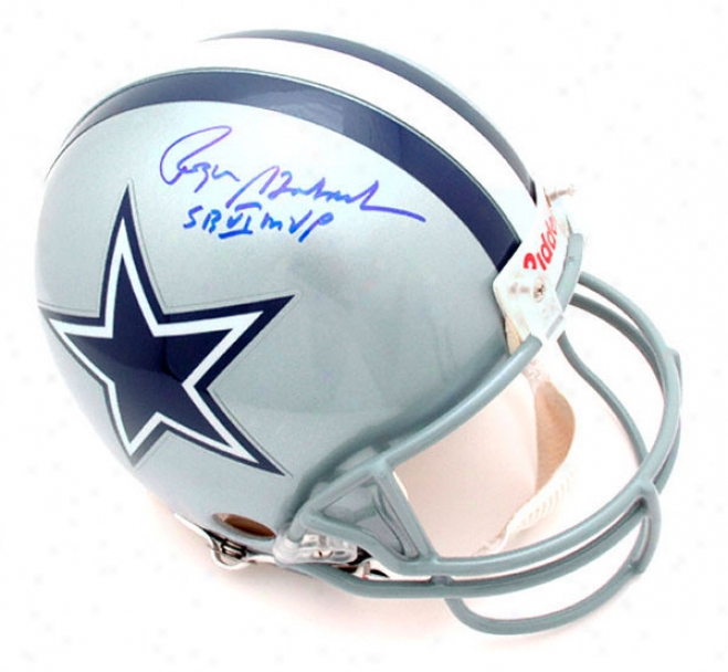 Roger Staubach Autographed Pro-line Helmet  Particulars: Dallas Cowboys,-Authenti cRiddell Helmet, Sb Vi Mvp Inscription