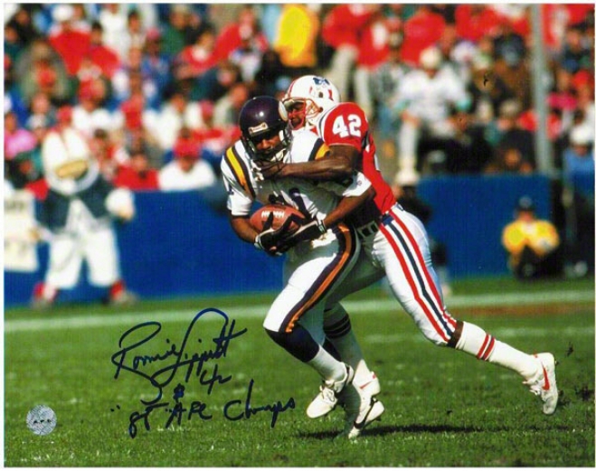 Ronnie Lippett New England Patriots Autographed 8x10 Photograph With 86 Afc Champs Inscription