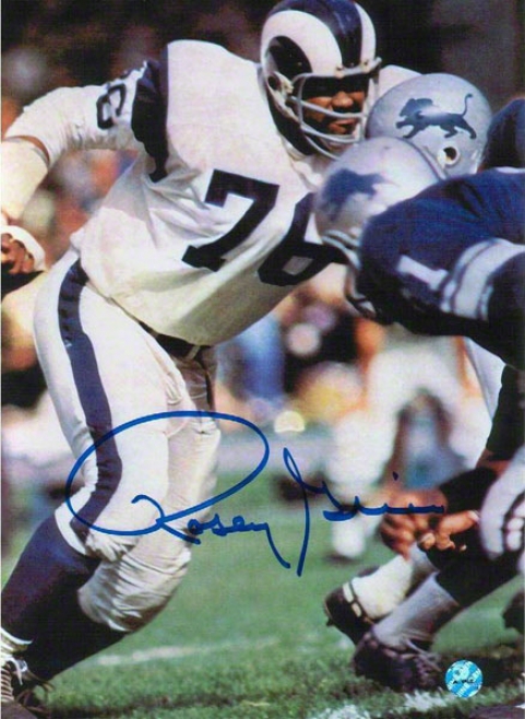 Rossey Grier Autographed Los Angeles Rams 8x10 Photo