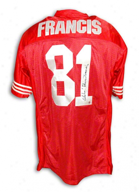 Russ Francis Autographed San Francisco 49ers Red Jersey Inscribed &quotaloha&quot