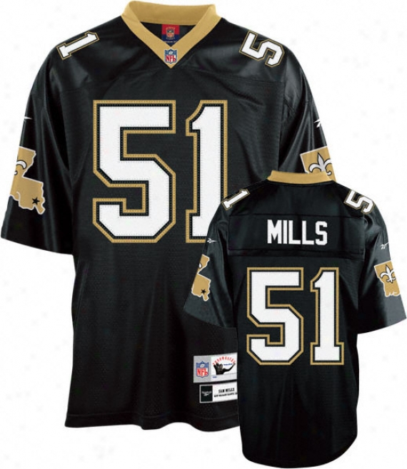 Sam Mills Black Reebok Nfl Premier 1987 Throwback New Orleans Saints Jersey