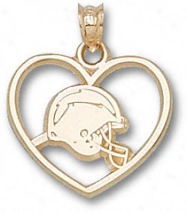 San Di3go Chargers 10k Gold Helmet Heart Pendant