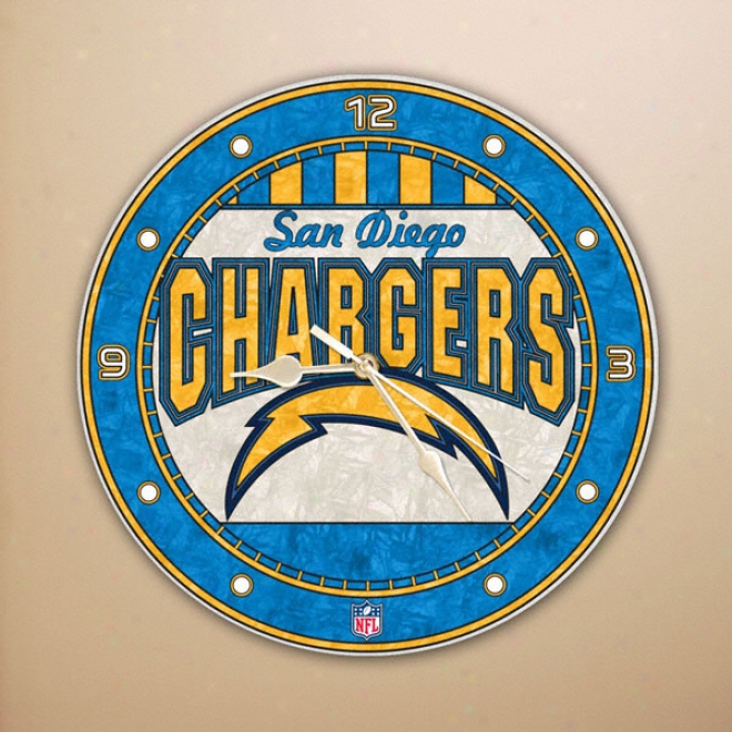 San Diego Chargers 12in Glass Wall Clock