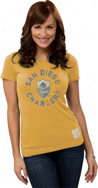 San Diego Chargers Gold Women's Retro Sport Encircled Too T-shirt