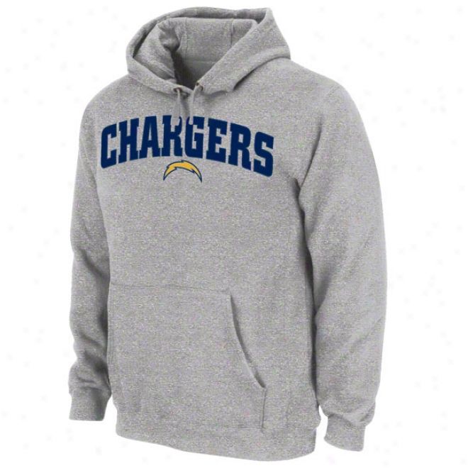 San Diego Chargers Grey Classic Arched Mascot Embroidered Hooded Sweatshirt