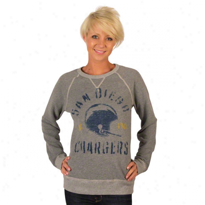 San Diego Chargers Heather Vintage French Terry Women's Crewneck Sweatshirt