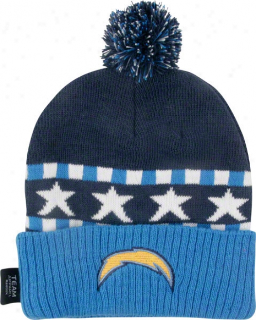 San Diego Chargers Kid's 4-7 Cuffed Knit Pom Hat