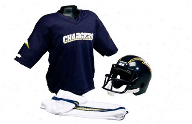 San Diego Cgargers Kids Medium Nfl Helmet & Uniform Set