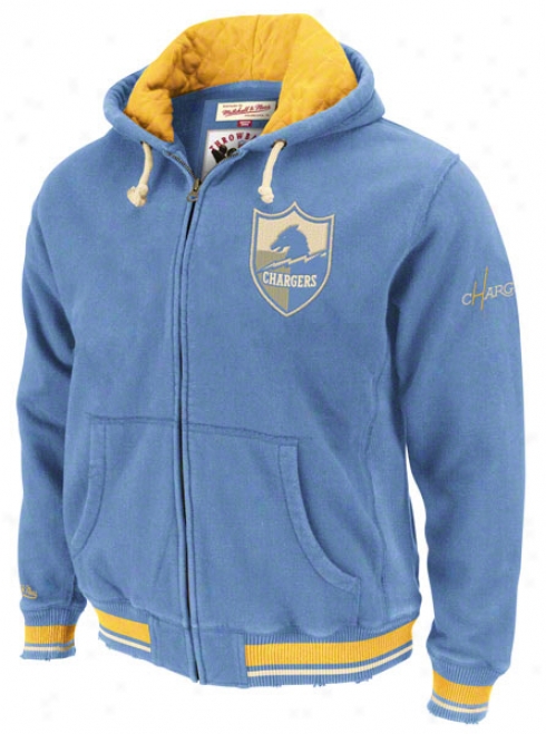 San Diego Chargers Mitchell & Ness Powder Azure Standing Space Full Zip Cucullate Jacket