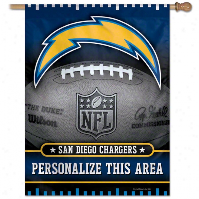San Diego Chargers Personalized Vertical Flag: 27x37 Banner