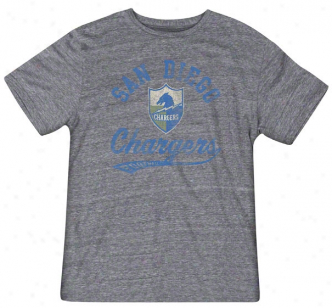 San Diego Chargers Retro Sport The Big Sweep Grey H3athered Tri-blend Tee