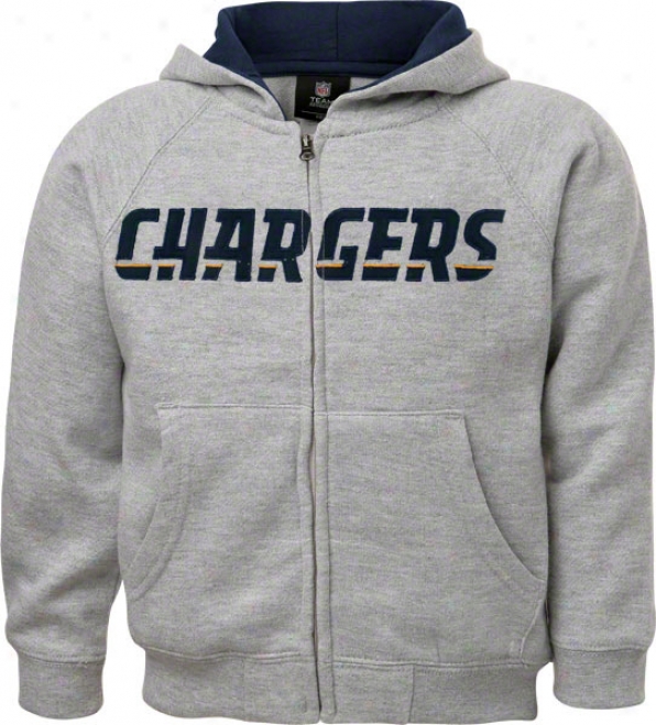 San Diego Chargers Toddler Grey Sportsman Full-zip Fleece Hooded Sweatshirt