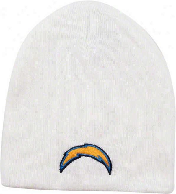 San Diego Chargers White Stadium Uncuffed Knit Cap