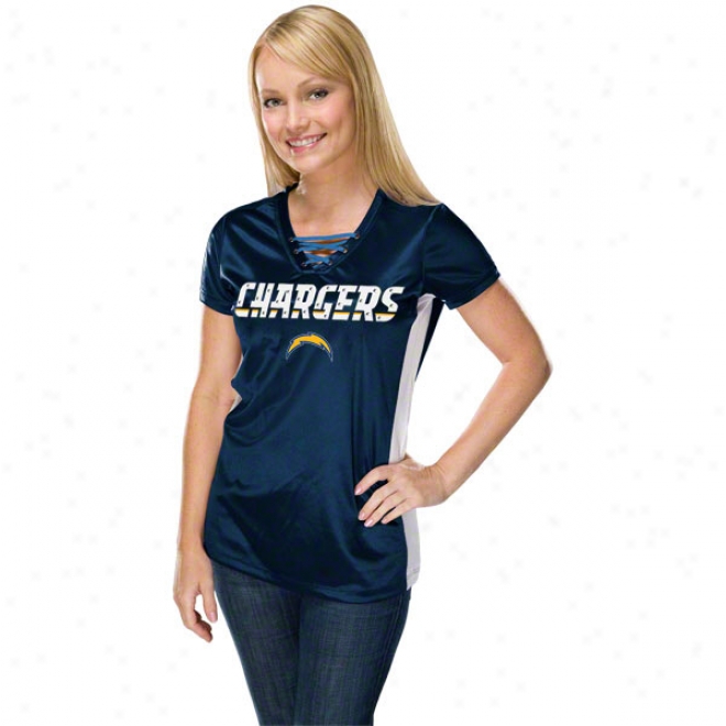 San Diego Chargers Women's Draft Me Iv Navy Short Sleeve Top