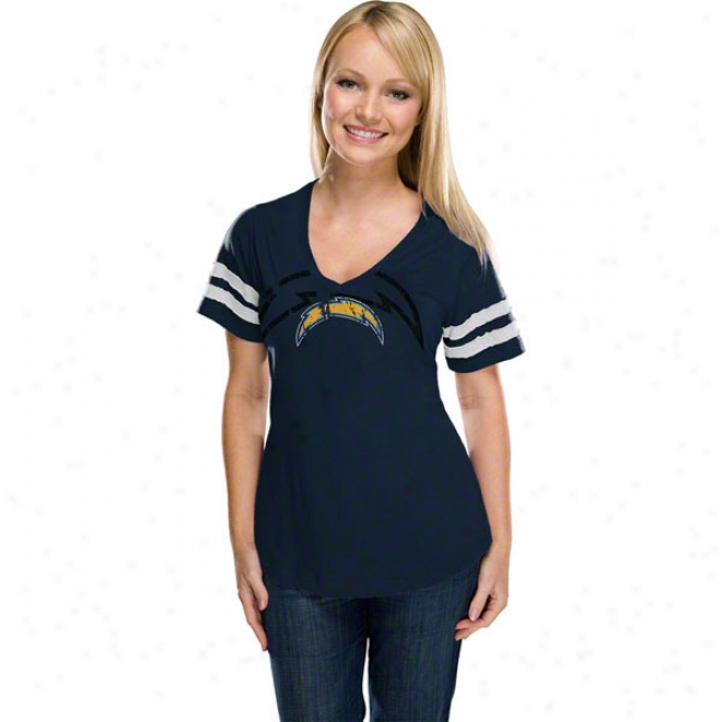 San Diego Chargers Women's Dream Navy Short Sleeve Top