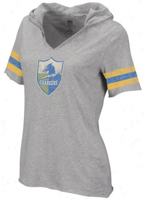 San Diego Chargers Women's Football Classics Gray Hooded T-shirt