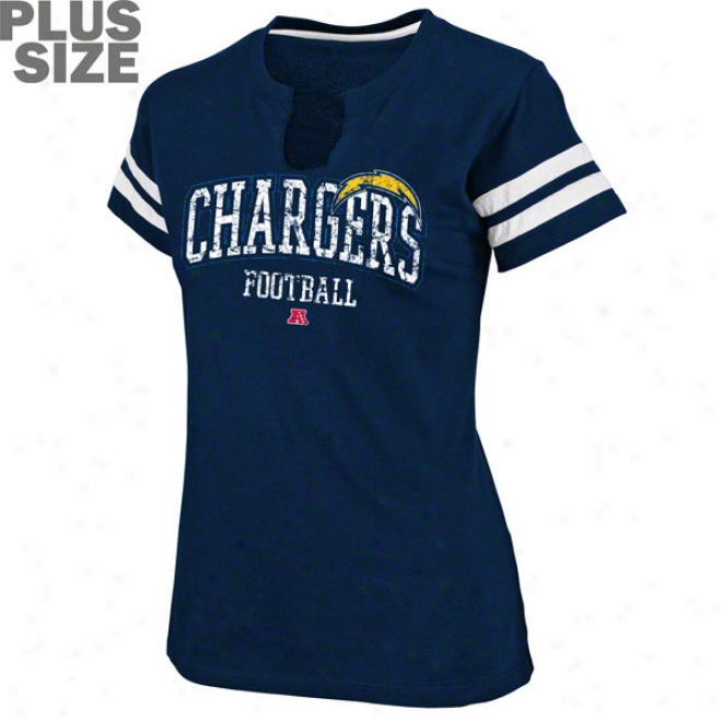 San Diego Chargers Women's Plus Size Go For Two Split Neck Top