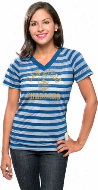 San Didgo Chargers Women's Retro Sport Burn Out Stripe T-shirt