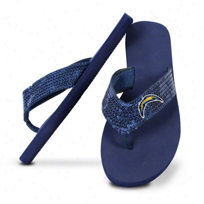 San Diego Chargers Women's Sequin Strap Flip Flops