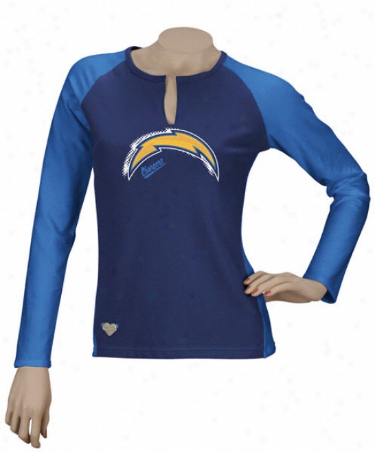 San Diego Chargers Women's Two-toned Split Neck Lengthy Sleeve Shirt