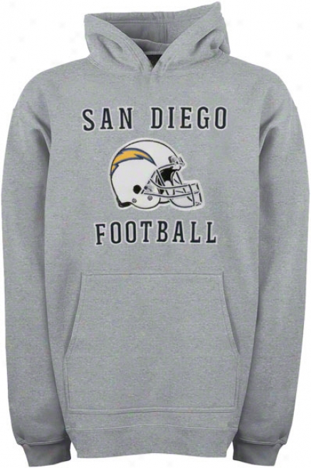 San Diego Chargers Youth Grey Helmet Logo Applique Hooded Sweatshirt