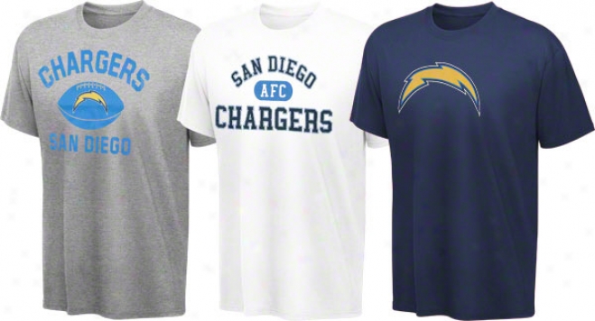 San Diego Chargers Youth Navy, White, Grey 3-tee Combo Pack