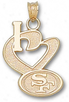 San Francisco 49ers 10k Gold ''i Heart'' Logo 3/4'' Pendant