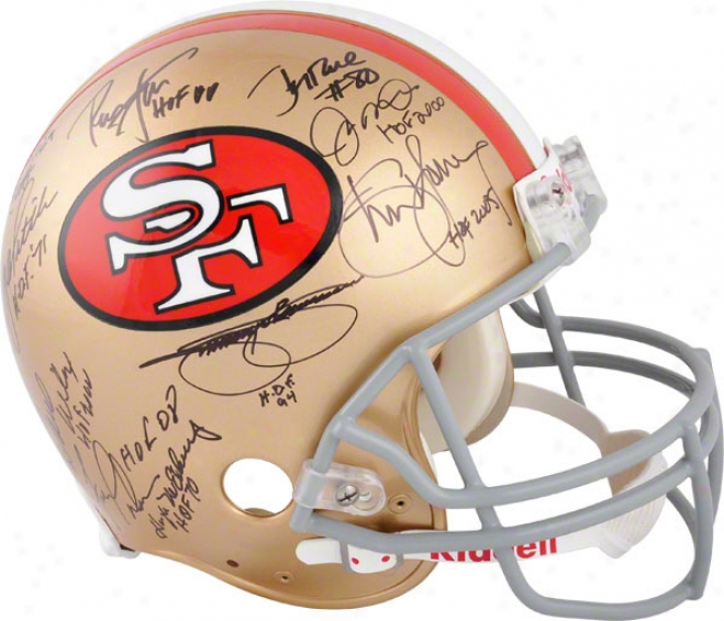 San Frqncisco 49ers Autographed Pro-line Helmet  Details: Hall Of Famers, , 11 Signatures, Throwback, Authentic Riddell Helmet