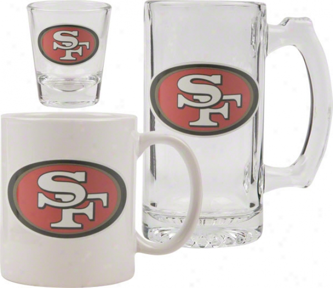 San Francisco 49ers Glassware Set: Logo Tankard, Coffee Mug, Shot Glass