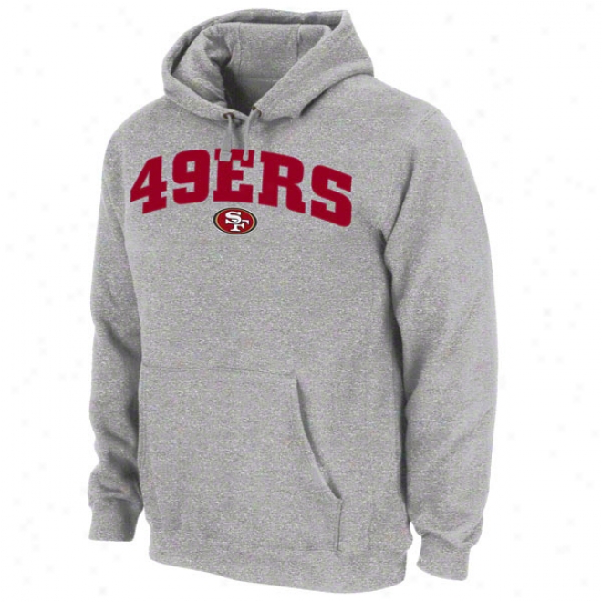 San Francisco 49ers Grey Classic Arched Mascot Embroidered Hooded Sweatshirt