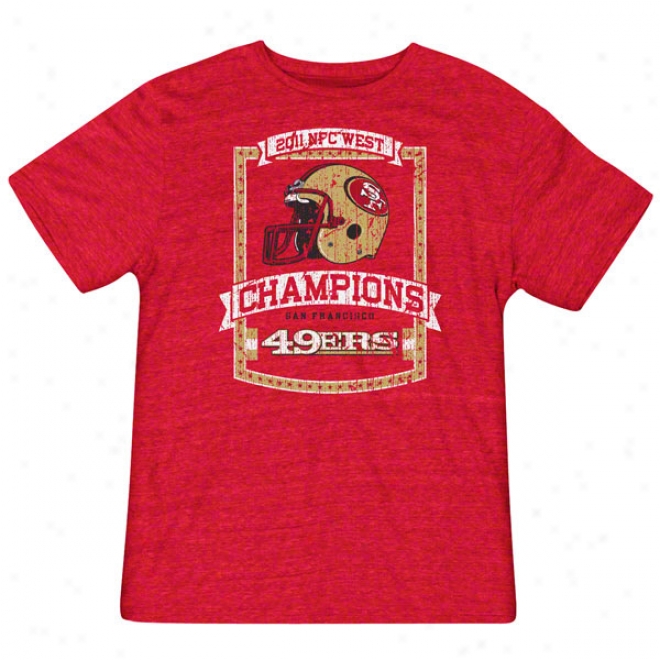 San Francisco 49ers Heathered Red 2011 Nfc West Division Champions Old Sign Tri Blend T-shir5