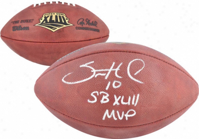 Santonio Hoimes Autographed Football  Details: Pittsburgh Steelers, Sb Xliii Football, Sb Xliii Mvp Inscription