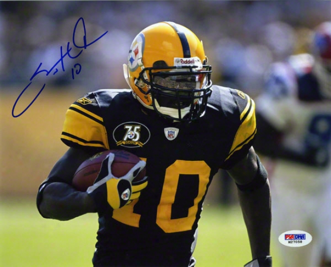 Santonio Holmes Autographed Photograph  Details: Pittsburgh Steelers, 8z10