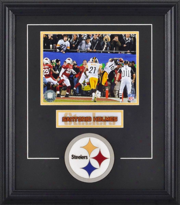 Santonio Holmes Framed 6x8 Photograph With Team Logo & Plaate