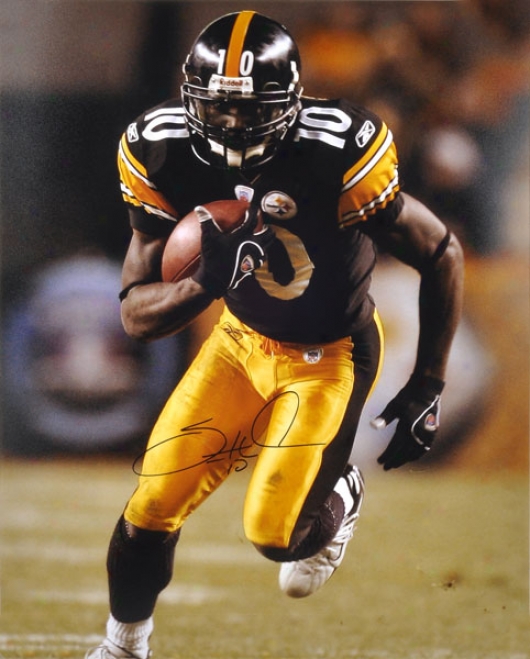 Santonio Holmes Pittsburgh Steelets - Runnkng - Autographed 16x20 Photograph