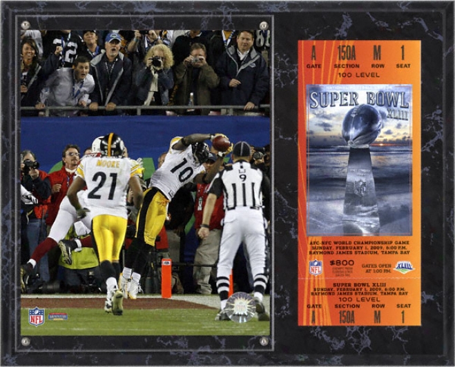 Santonio Holmes Sublimated 12x15 Plaque  Details: Sb 43 Super Bowl, The Catch