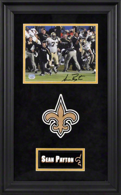 Sean Payton Deluxe Framed Autographed 8x10 Photograph  Degails: Unaccustomed Orleans Saints, Sideline Marksman