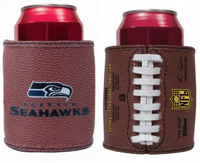 Seattle Seahawks Authentic Football Grip Can Koozie - Set Of 2