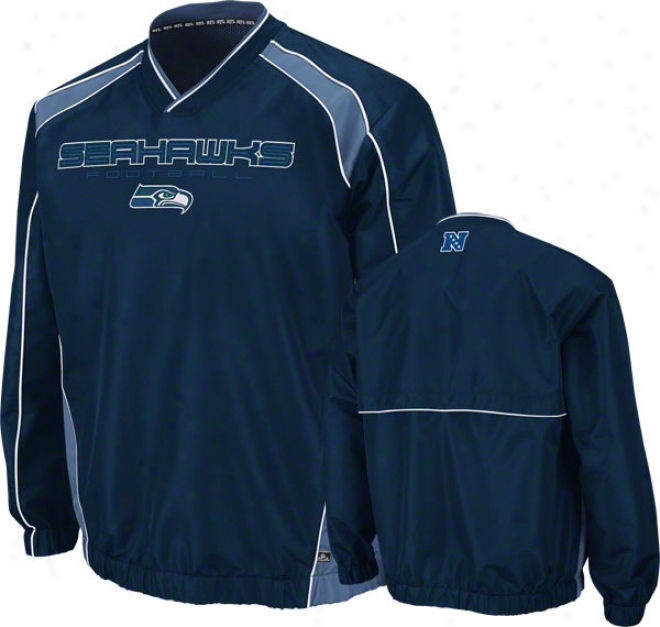 Seattle Seahawks Coadh's Choice Ii Navy Lightweight Pullover Jacket