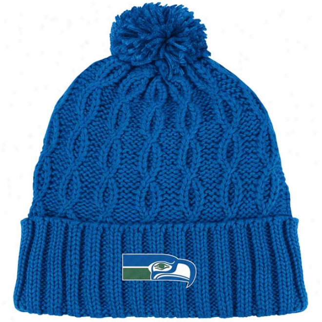 Seattle Seahawks Women's Knit Hat: Retro Pom Cuffed Knit Hat