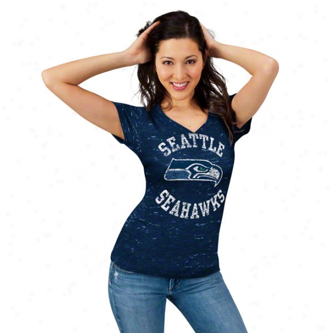 Seattle Seahqwks Women's Self-esteem Playing Ii Navy Short Sleeve Tpp