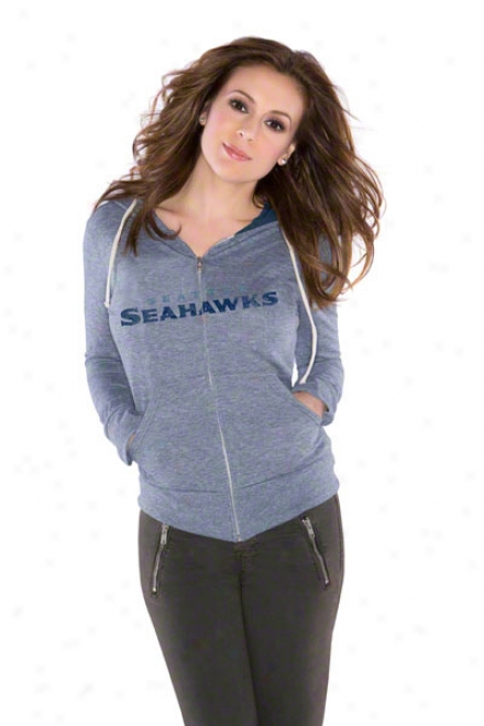 Seattle Seahawks Women's Tried And True Tri-blend Full-zip Hoodie - By Alyssa Milano