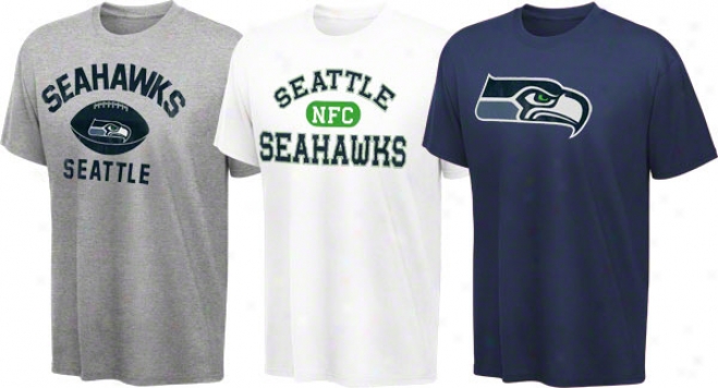 Seattle Seahawks Youth Ble, White, Grey 3-tee Combo Pack