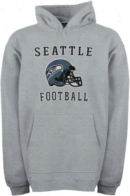 Seattle Seahawks Youth Grey Helmet Logo Applique Hooded Sweatshirt