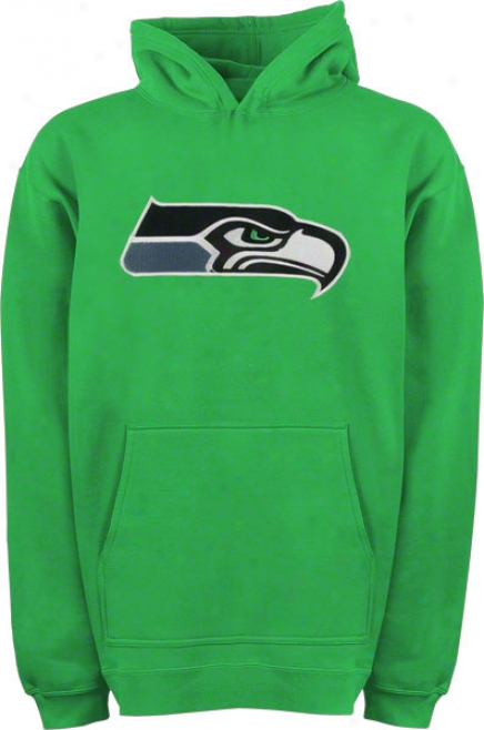 Seattle Seahawks Yuth Lime Green Big Logo Hooded Sweatshirt