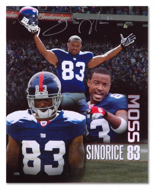 Sinorice Moss New York Giants Autographed 16x20 Photograph