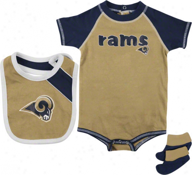 St. Louis Rams Infant Creeper, Bib, And Bootie Set