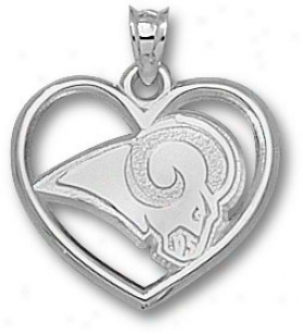 St. Louis Rams Sterling Silver Logo Heart Pendant