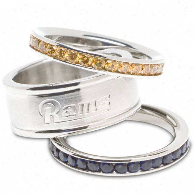 St Lpuis Rams Team Logo Crystal Stacked Ring Set